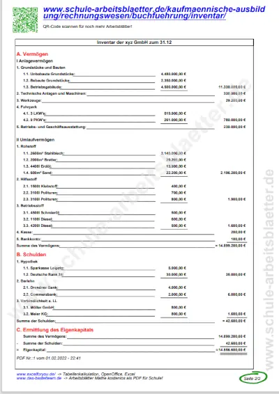 Inventar-Übungsaufgabe