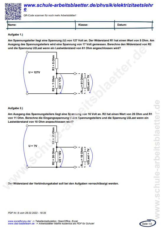 Elektrizitaetslehre / Spannungsteiler / Belasteter-spannungsteiler